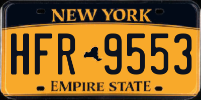 NY license plate HFR9553