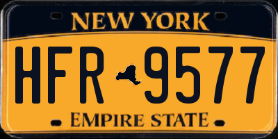 NY license plate HFR9577
