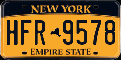 NY license plate HFR9578
