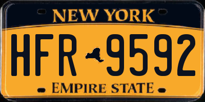 NY license plate HFR9592