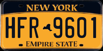 NY license plate HFR9601
