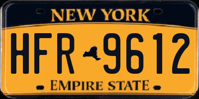 NY license plate HFR9612