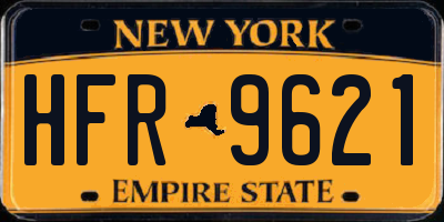 NY license plate HFR9621