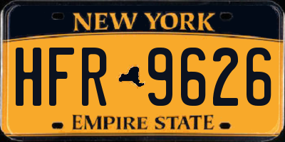 NY license plate HFR9626