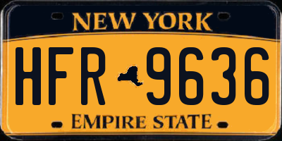 NY license plate HFR9636
