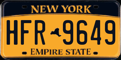 NY license plate HFR9649