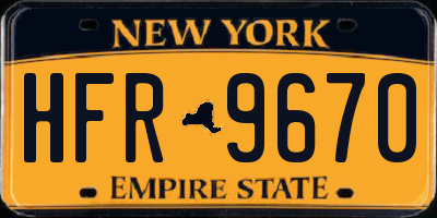 NY license plate HFR9670