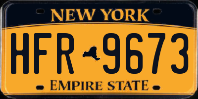 NY license plate HFR9673