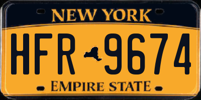 NY license plate HFR9674