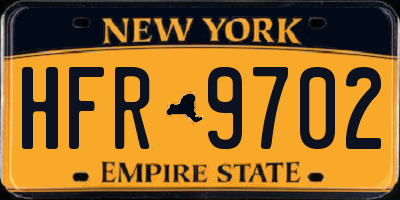 NY license plate HFR9702