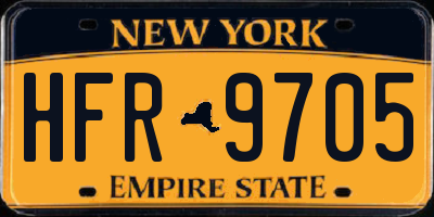 NY license plate HFR9705