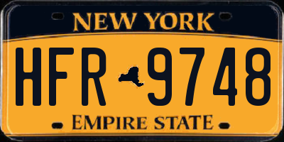 NY license plate HFR9748