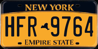 NY license plate HFR9764
