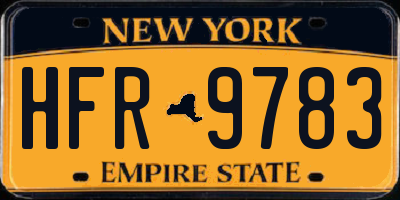 NY license plate HFR9783