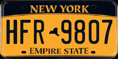 NY license plate HFR9807
