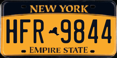 NY license plate HFR9844