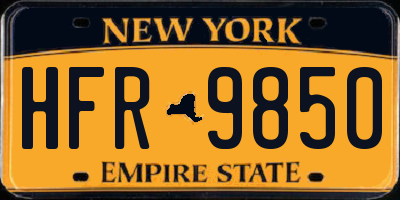 NY license plate HFR9850
