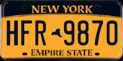 NY license plate HFR9870