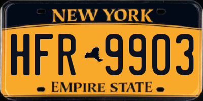 NY license plate HFR9903