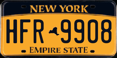 NY license plate HFR9908