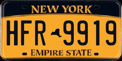 NY license plate HFR9919