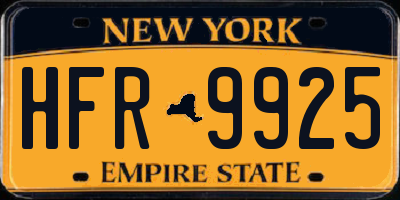 NY license plate HFR9925
