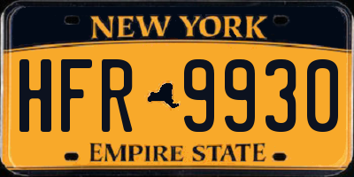 NY license plate HFR9930