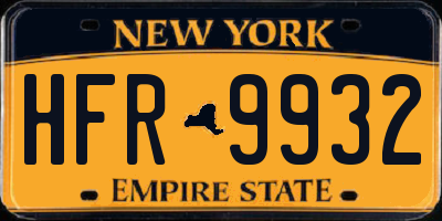 NY license plate HFR9932