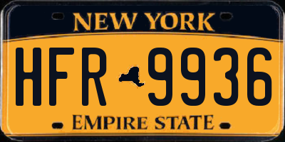 NY license plate HFR9936