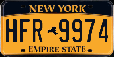 NY license plate HFR9974