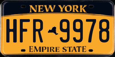 NY license plate HFR9978