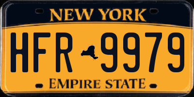NY license plate HFR9979