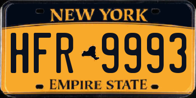 NY license plate HFR9993