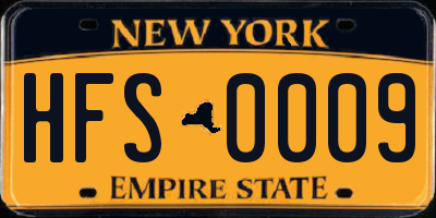 NY license plate HFS0009