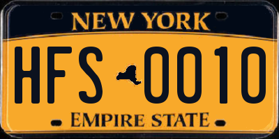 NY license plate HFS0010