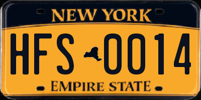 NY license plate HFS0014