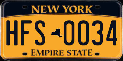 NY license plate HFS0034