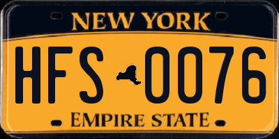 NY license plate HFS0076