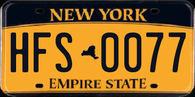 NY license plate HFS0077