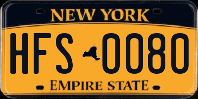 NY license plate HFS0080