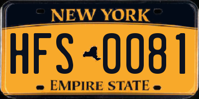 NY license plate HFS0081