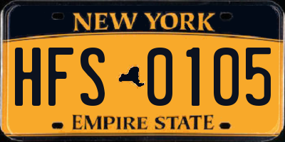 NY license plate HFS0105