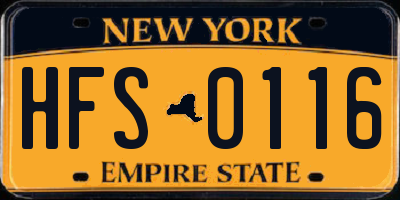 NY license plate HFS0116