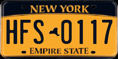 NY license plate HFS0117