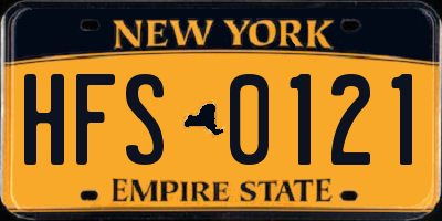 NY license plate HFS0121