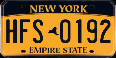 NY license plate HFS0192