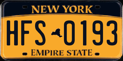 NY license plate HFS0193