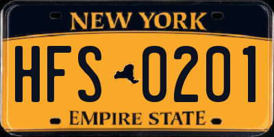 NY license plate HFS0201
