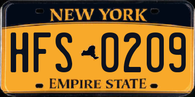 NY license plate HFS0209