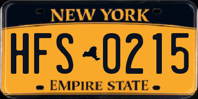 NY license plate HFS0215